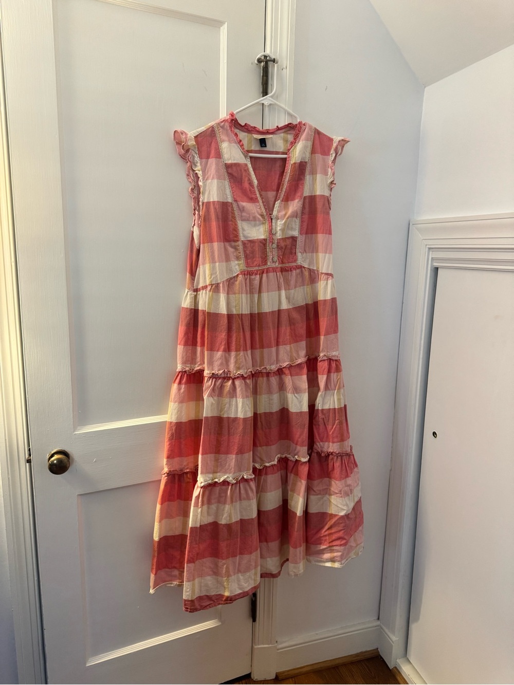 Universal Thread Pink and Cream Tiered Maxi Dress